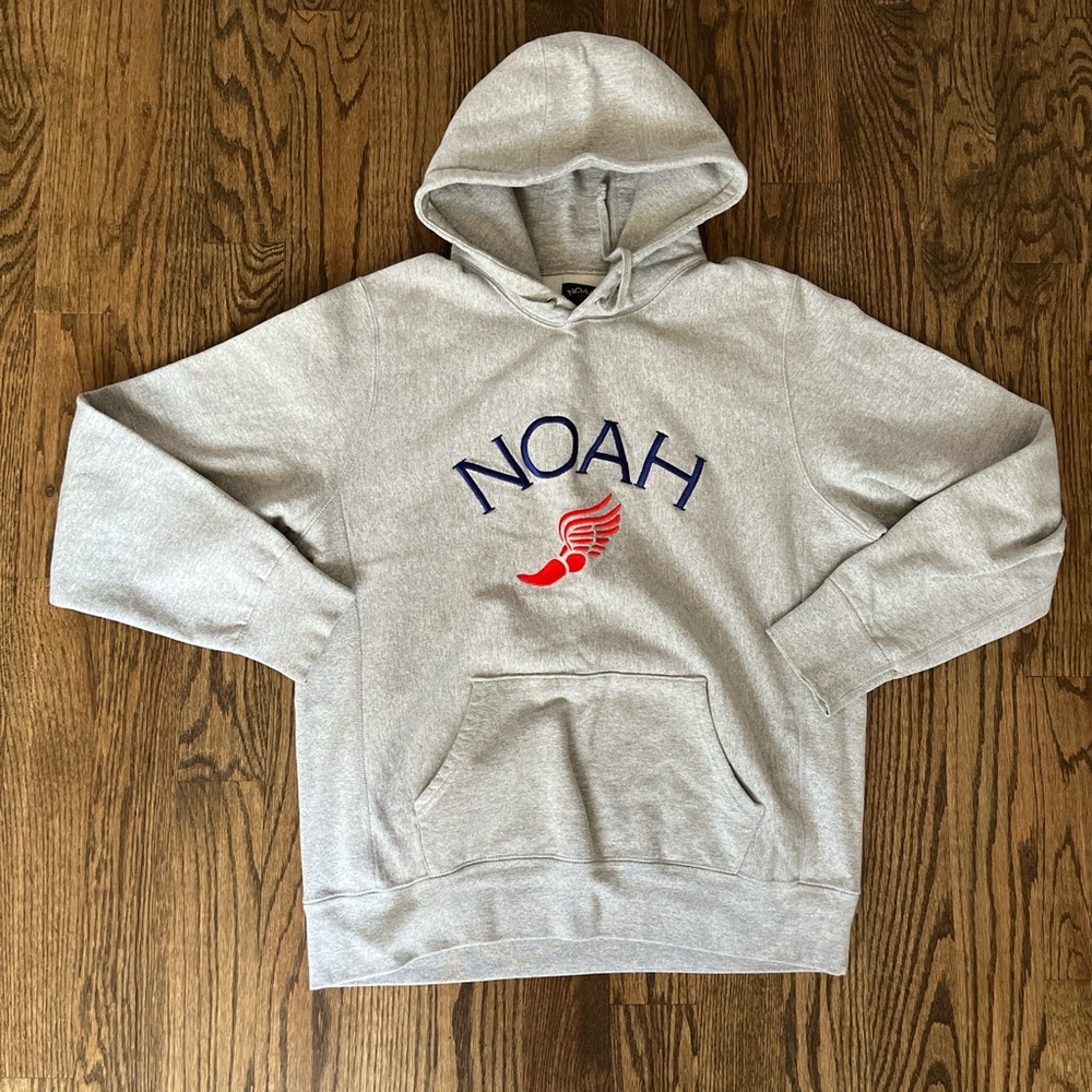 Noah NYC Gray Hoodie with Blue and Red Logo